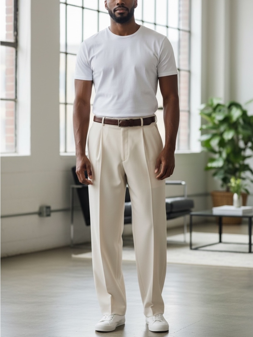 ASOS Off-White Pleated Men's Chinos - Tapered Silhouette